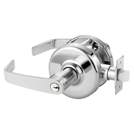 Grade 2 Entry Or Office Cylindrical Lock, Newport Lever, Conventional Cylinder, Bright Chrome Finish